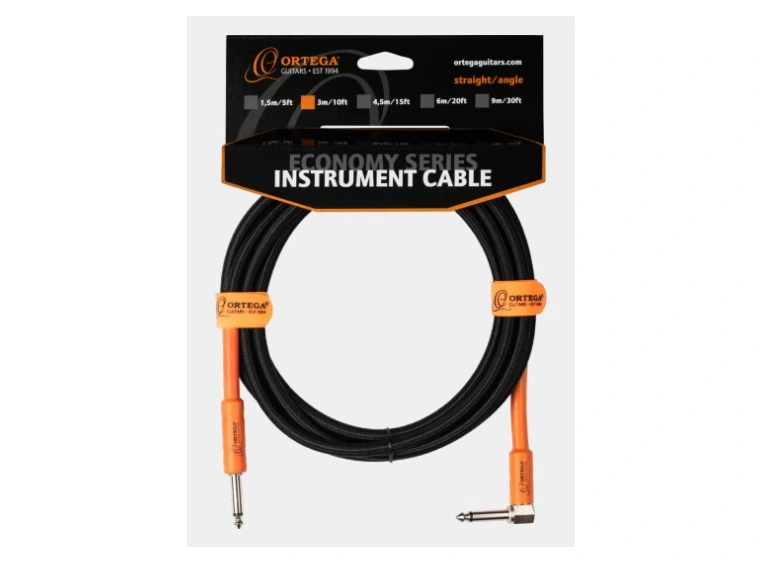 Ortega OECI-10 Instrument cable 10 ft Angled/Straight plugs 