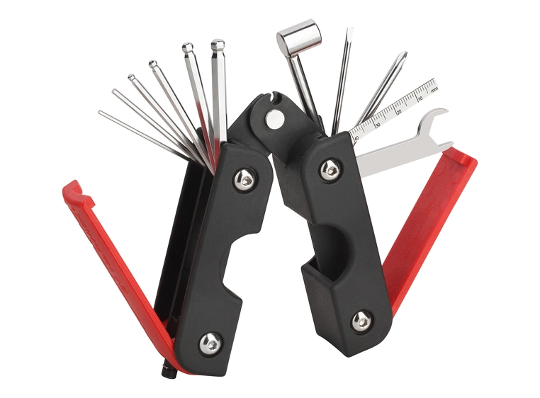 RockCare MultiTool (Metric / Red) 3-In-1 Set with String Winder for Guitar & Bass 