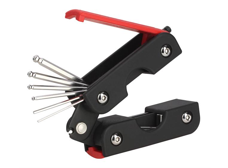 RockCare MultiTool (Metric / Red) 3-In-1 Set with String Winder for Guitar & Bass