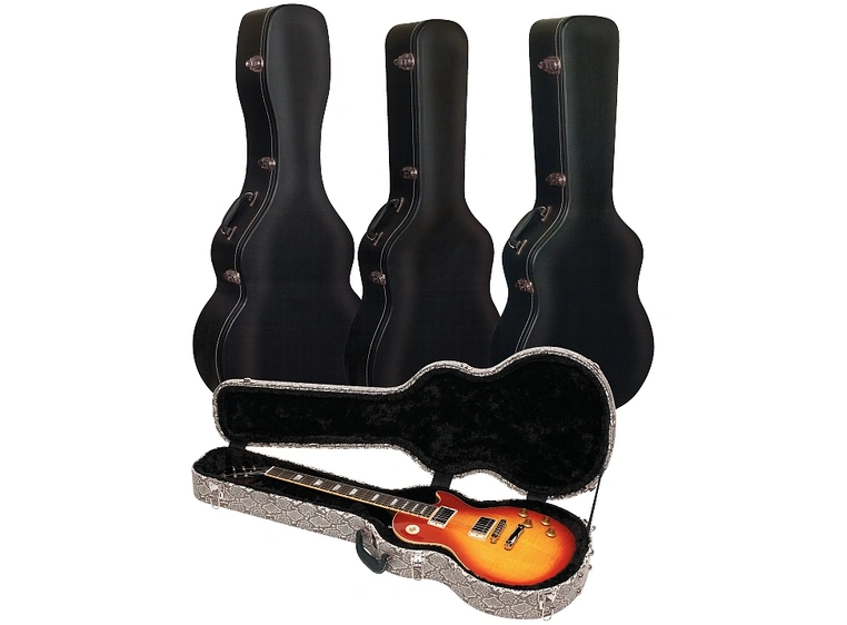 RockCase Jumbo Guitar Hardshell Case curved, arched Lid - Black Tolex 