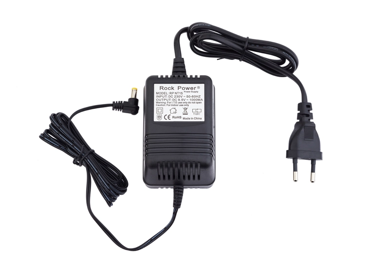 RockPower NT 15 - Power Supply Adapter 9,5V DC, 1.000 mA, (+) Center, Euro Plug 