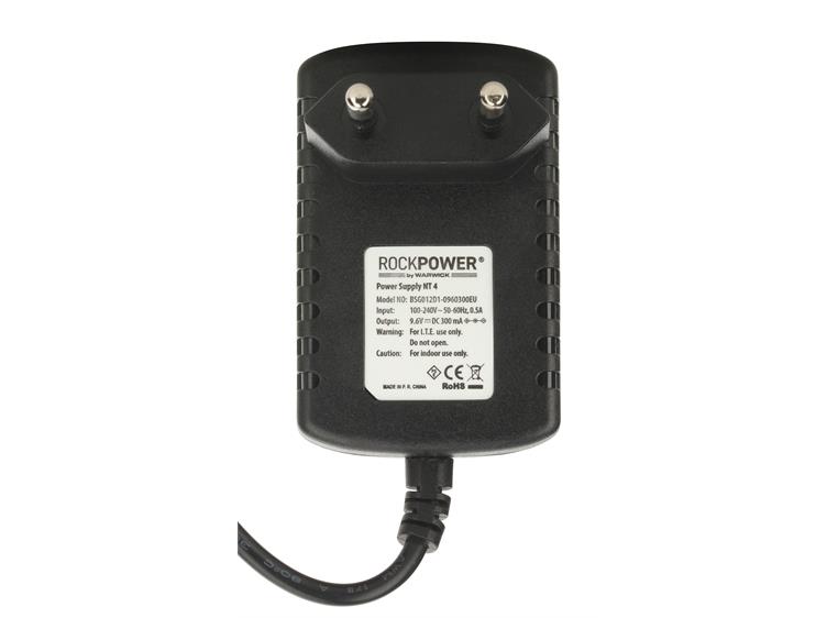 RockPower NT 4 - Power Supply Adapter 9,6V DC, 300 mA, (-) Center, Euro Plug