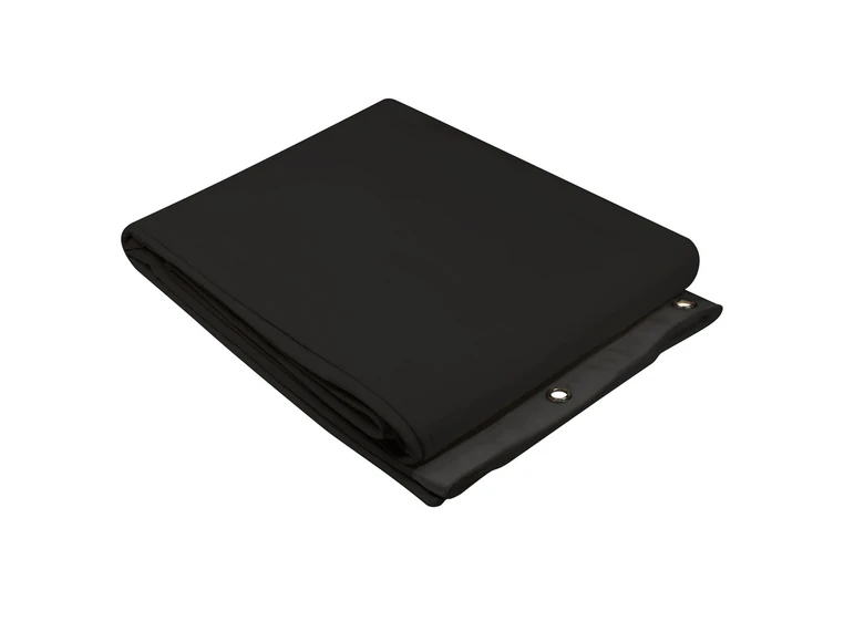 Sceneteppe molton 3x5m ferdigsydd Sort, 500g/m2, maljer i bredden (5m) 