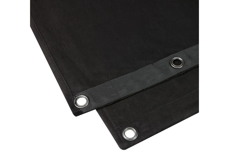 Sceneteppe molton 3x5m ferdigsydd Sort, 500g/m2, maljer i bredden (5m) 