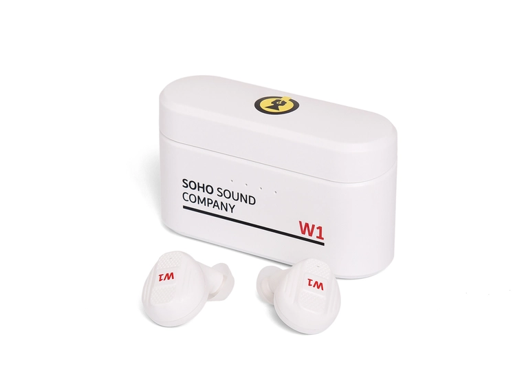 Soho W1 Trådløse øreplugger med innebygd powerbank, White City House 