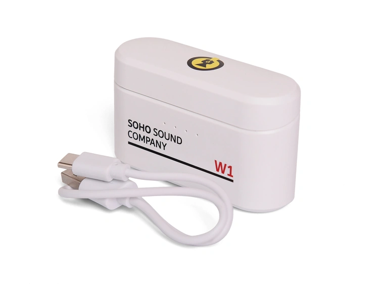 Soho W1 Trådløse øreplugger med innebygd powerbank, White City House 