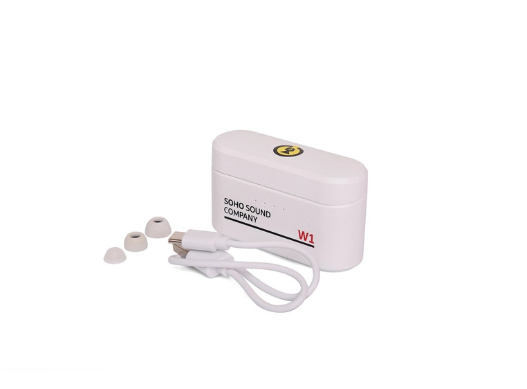 Soho W1 Trådløse øreplugger med innebygd powerbank, White City House 