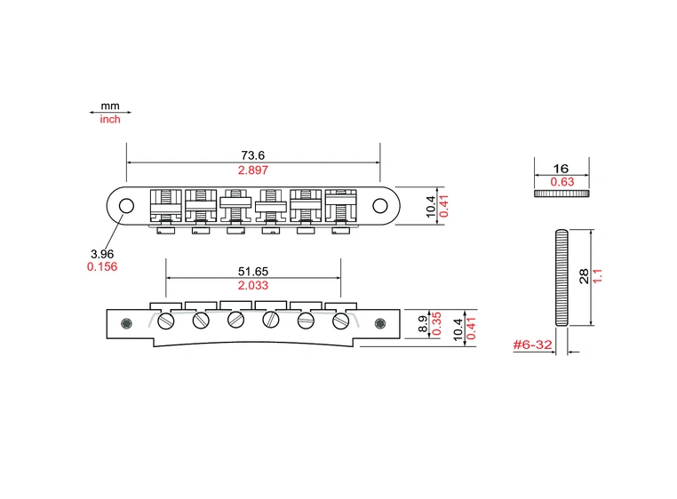 TonePros AVR2P N - Tune-O-Matic Bridge (Vintage ABR-1 Replacement) - Nickel 