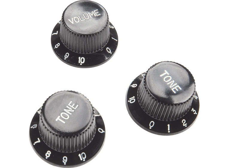 Yellow Parts EZ1215B knobs for strat (3 stk) sort 