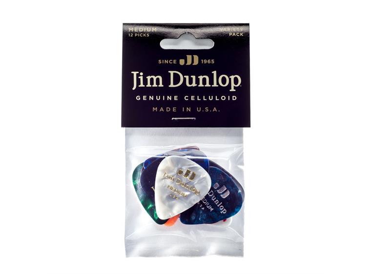 Dunlop Genuine Celluloid Medium Orange Pearl Picks, 12-pakning