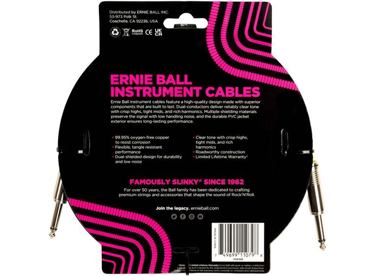 Ernie Ball EB-6399 Instrumentkabel 4.5m sort
