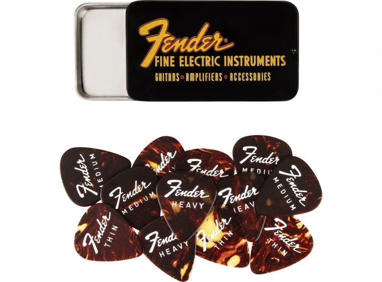 Fender Fine Electric Pick Tin Plekter 12-pakning 