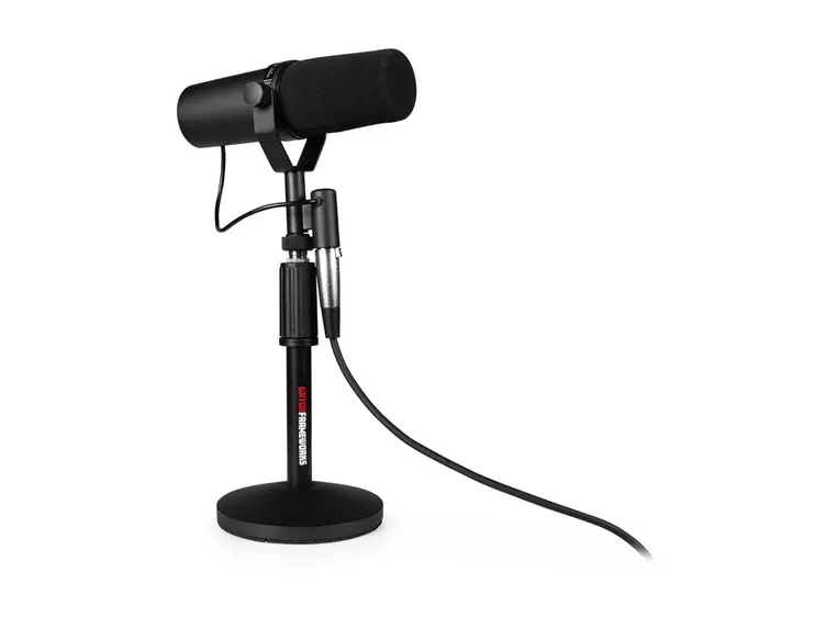 Gator Frameworks GFW-MIC-DESKTOP-2PK 2 Desktop Mic Stands 2 10-ft XLR Cables 