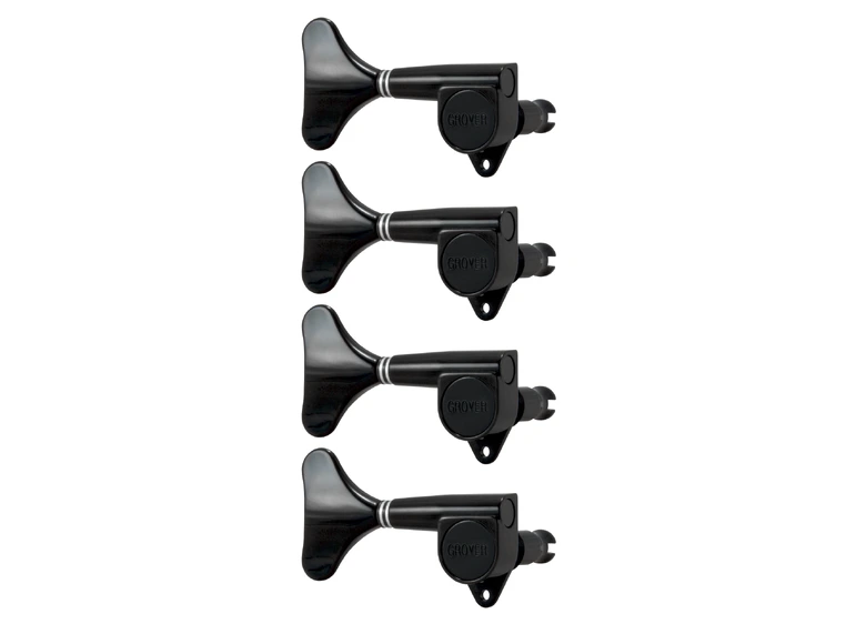 Grover 144BCL4 Mini Bass Machines 4-in-Line, Lefthand, Right Black, Chrome 