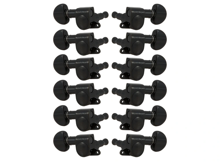 Grover 205BC12 Mini Rotomatics 12-String w/Round Button  6 + 6 - Black Chrome 