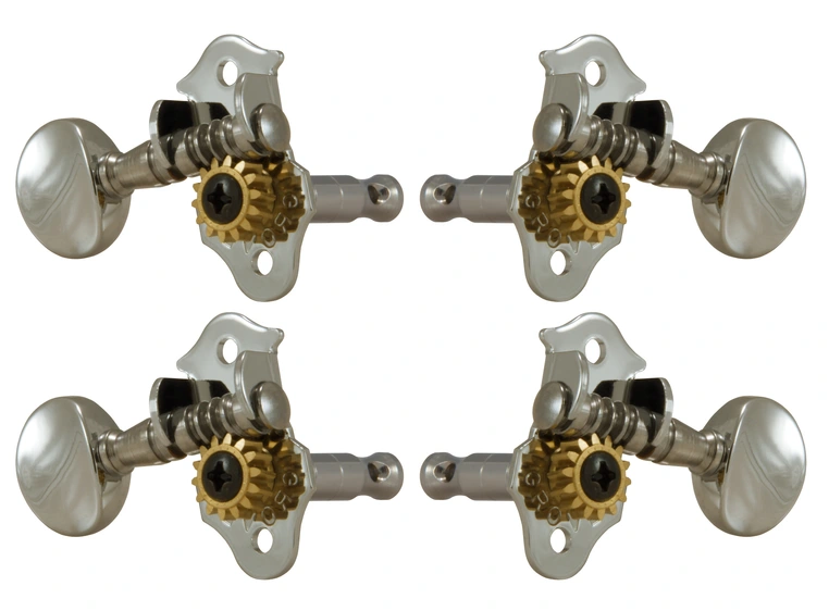 Grover 8N Sta-Tite Geared Ukulele Pegs w/Metal Button - 4 pcs. - Nickel 