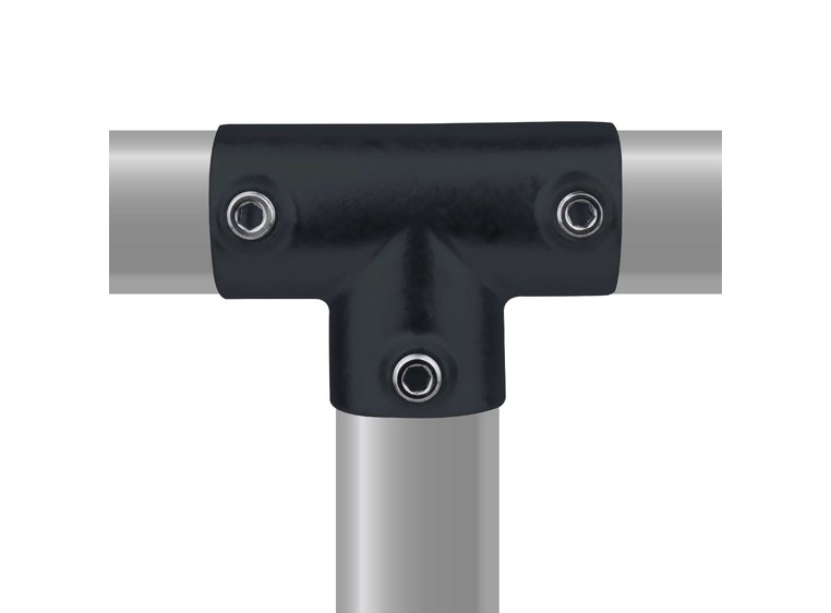 KUPO KPC-104B rør clamp langt T-stykke Ø48mmrørklemme.TUV.Sortmatt. 