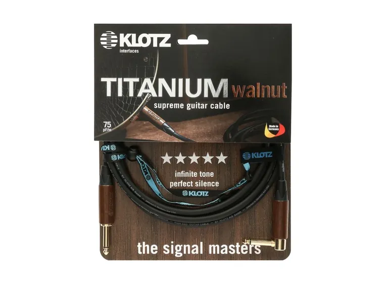 Klotz TIWPR TITANIUM supreme guitar cbl walnut sleeves 3m 