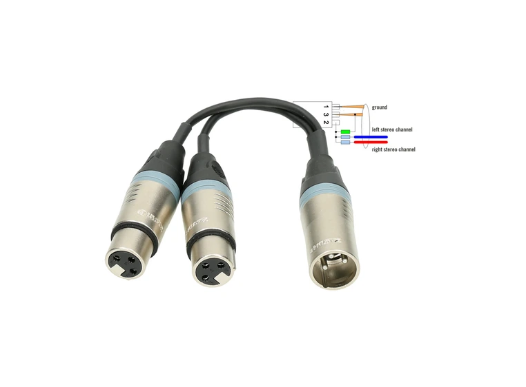 Klotz XLR-YMERGE merging adapter With resistor XLR M - 2x XLR F - Neutrik 
