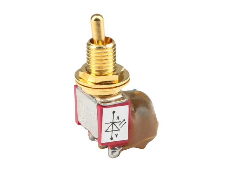 MEC LED Mini Toggle Switch Assembly Short, Solder Lugs, Gold