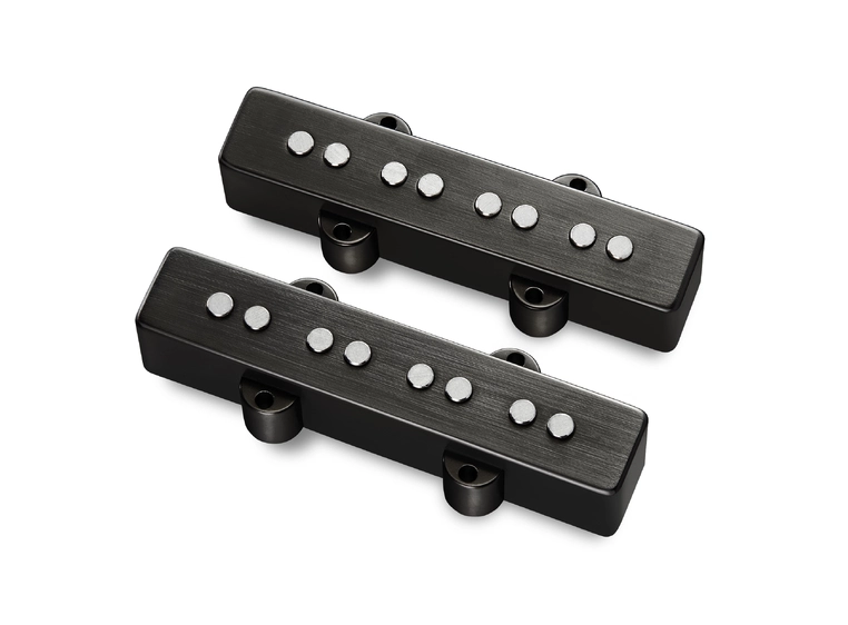 MEC Passive J/J-Style Bass Pickup Set Metal Cover, Brushed Black Chrome 