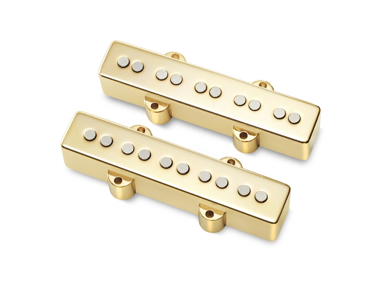 MEC Passive J/J-Style Bass Pickup Set Metal Cover, 5-Str Gold 