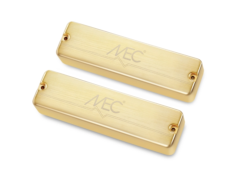 MEC Passive Soapbar Bass Pickup Set Metal Cover, 6-String - Brushed Gold 