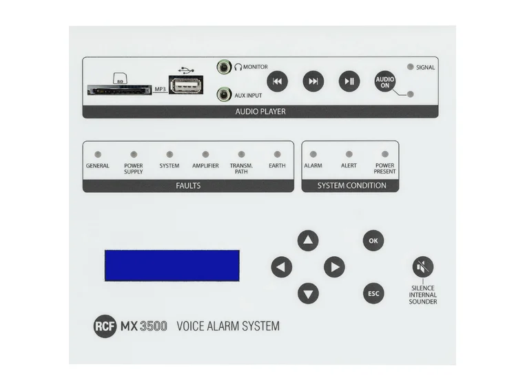 RCF MX 3500/2 DXT3000 integrated voice Alarm, Main unit, 500W, 2 channel 