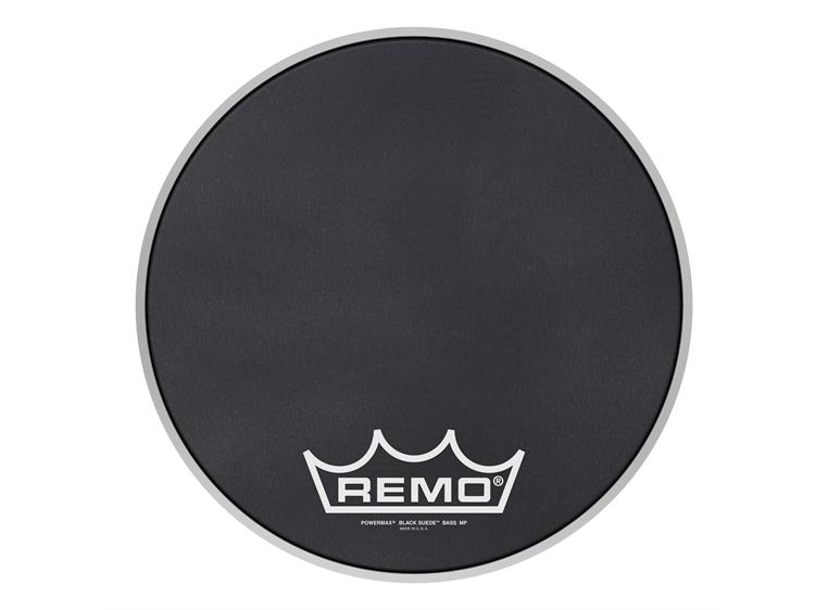 Remo PM-1814-MP- Powermax Black Suede Crimplock Bass Drumhead, 14"