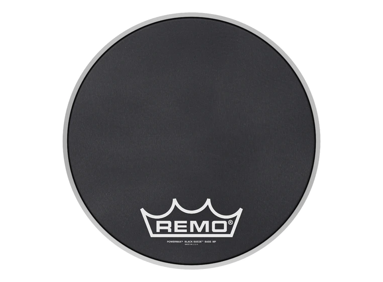 Remo PM-1814-MP- Powermax Black Suede Crimplock Bass Drumhead, 14" 