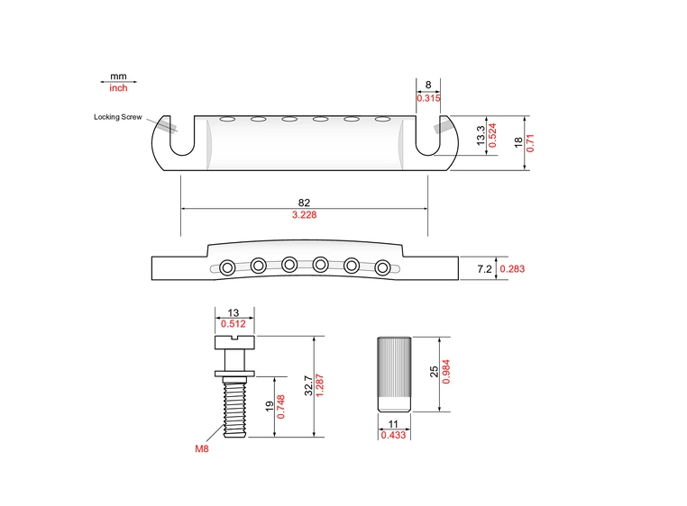 TonePros LPM02 N - Metric Tune-O-Matic Bridge and Tailpiece Set - Nickel 
