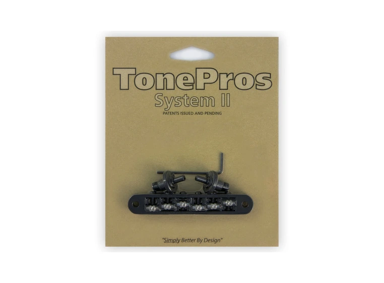 TonePros TP6R B - Standard Tune-O-Matic Bridge with Roller Saddles - Black 