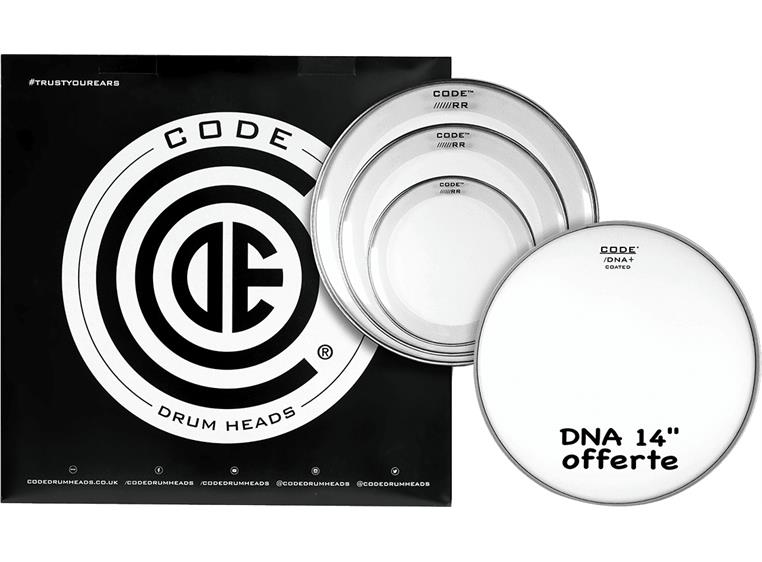 Code Drumheads TPRRCLRF, DNA Fusion Pack 10" 12" 14" clear +14" coated