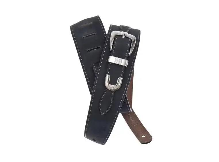 D'Addario 25LBB00 Gitarreim 64mm Leather Belt Buckle - Black 
