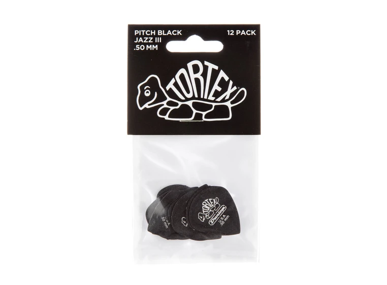 Dunlop 482P.50 Tortex Pitch Black Jazz 3 12-pakning 