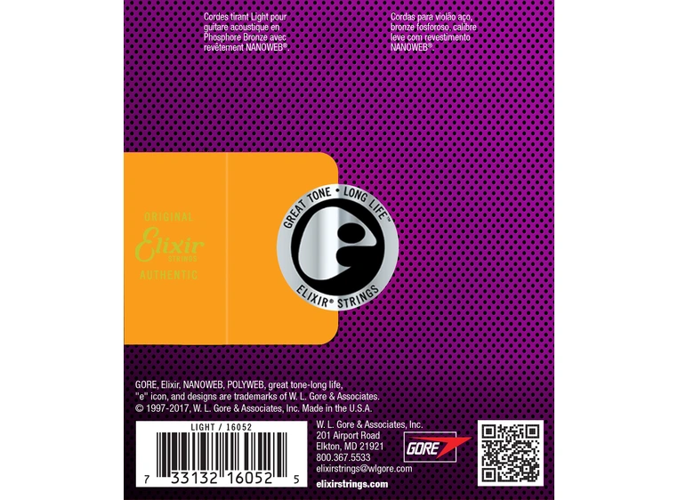 Elixir Nanoweb Ph Bronze ak.gitar 6str. (012-053) Light 16052 