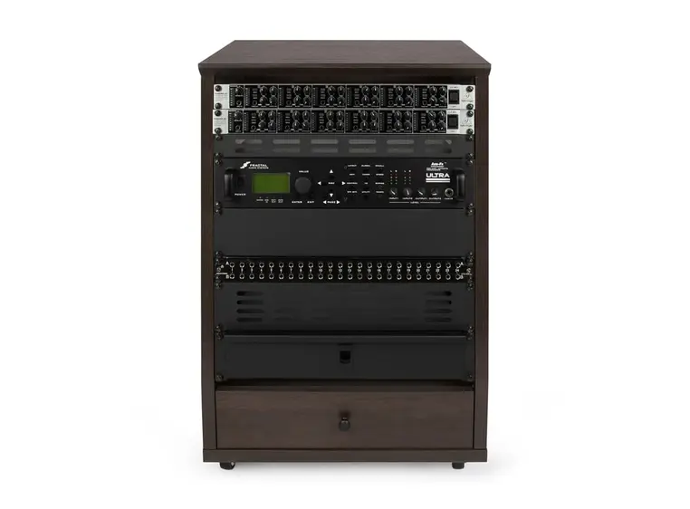Gator Frameworks GFW-ELITESTUDIORK12-BRN Elite LED Angled Studio Rack - 12U BRN 