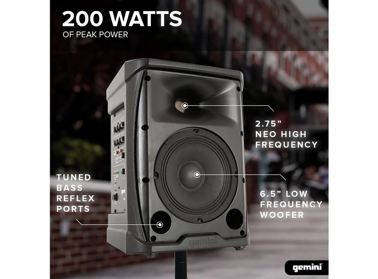 Gemini GPSS-650 aktiv 6,5" høyttaler med Bluetooth-synk for stereo-oppsett 