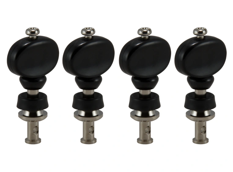 Grover 2B Champion Ukulele Pegs w/Black Button - 4 pcs. - Nickel 