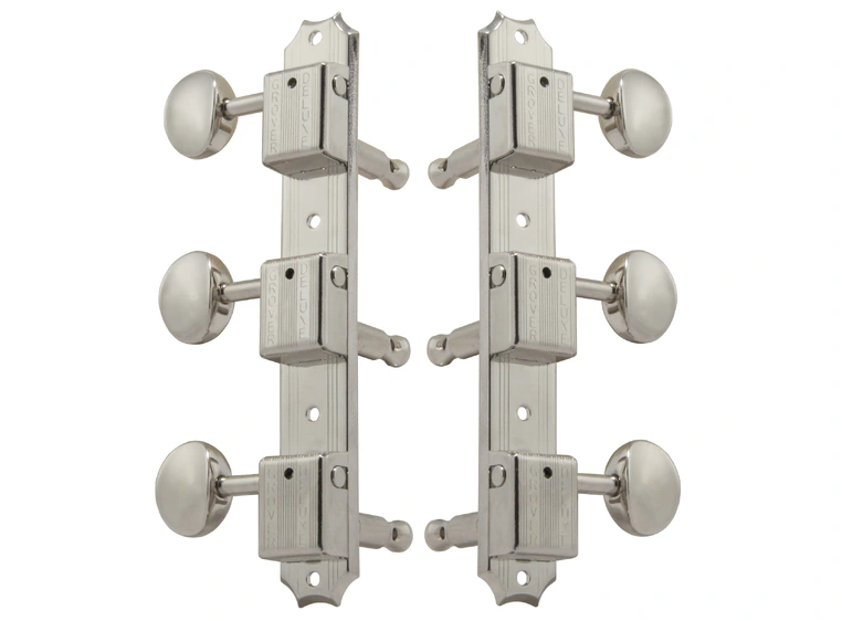 Grover V138N Vintage Deluxe Vertical Guitar Machine Heads, 3+3 - Nickel 