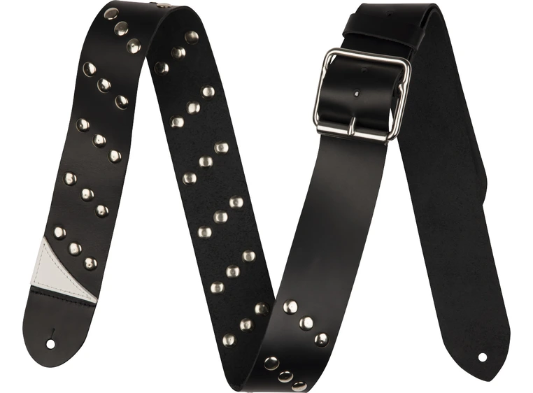 Jackson Diagonal Stud Leather Strap Black, 2.5" 