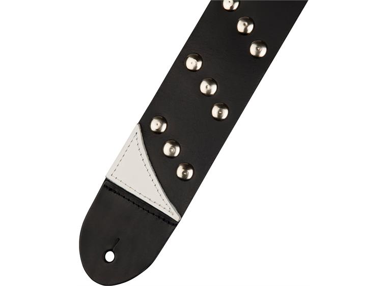 Jackson Diagonal Stud Leather Strap Black, 2.5"