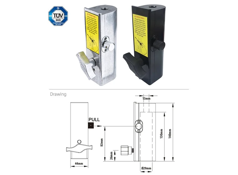 KUPO KS-089 Ø28mm hun mottaker Sølv. SWL 100Kg. TUV 