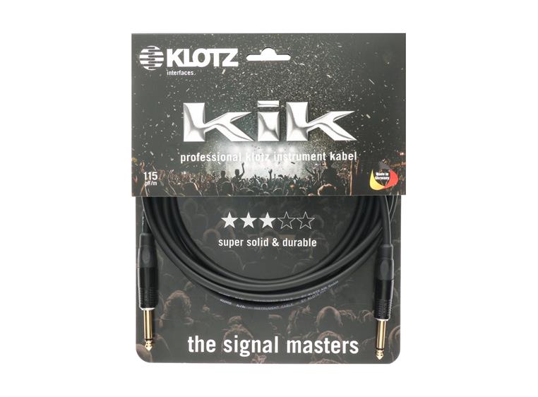 Klotz KIK Instr.Cable metal angled jack bk 9m
