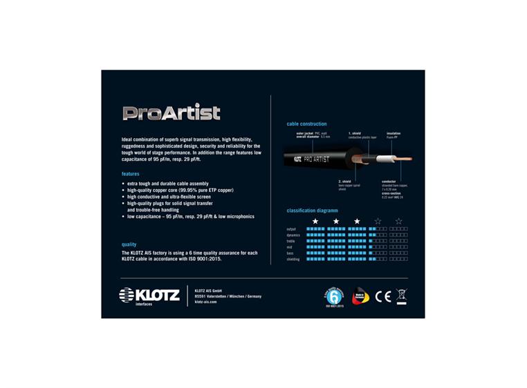 Klotz PRON-PR PRO ARTIST professional git.cbl str-angl 4,5m