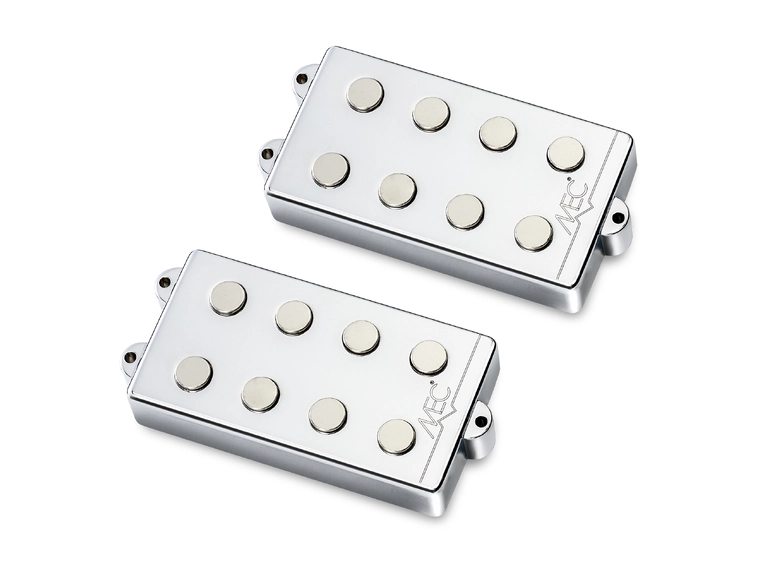 MEC Passive MM-Style Bass Pickup Set Metal Cover, 4-String - Chrome 