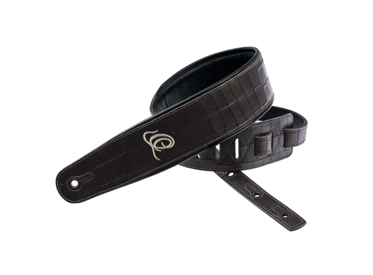 Ortega OSCU-1 Gitar Lærreim 70mm 3-lags Dark Brown Croco 