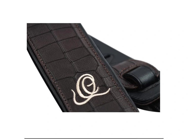Ortega OSCU-1 Gitar Lærreim 70mm 3-lags Dark Brown Croco 