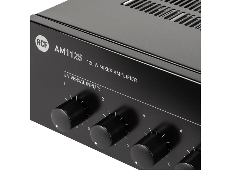 RCF AM 1125 5 input Forsterker/mikser 120W AC-DC, 3 MIC-LINE. Priority 