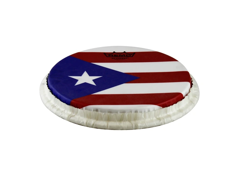 Remo M9-0900-S5-SD008 Tucked Skyndeep Bongoskinn Puerto Rican Flag Graphic, 9" 